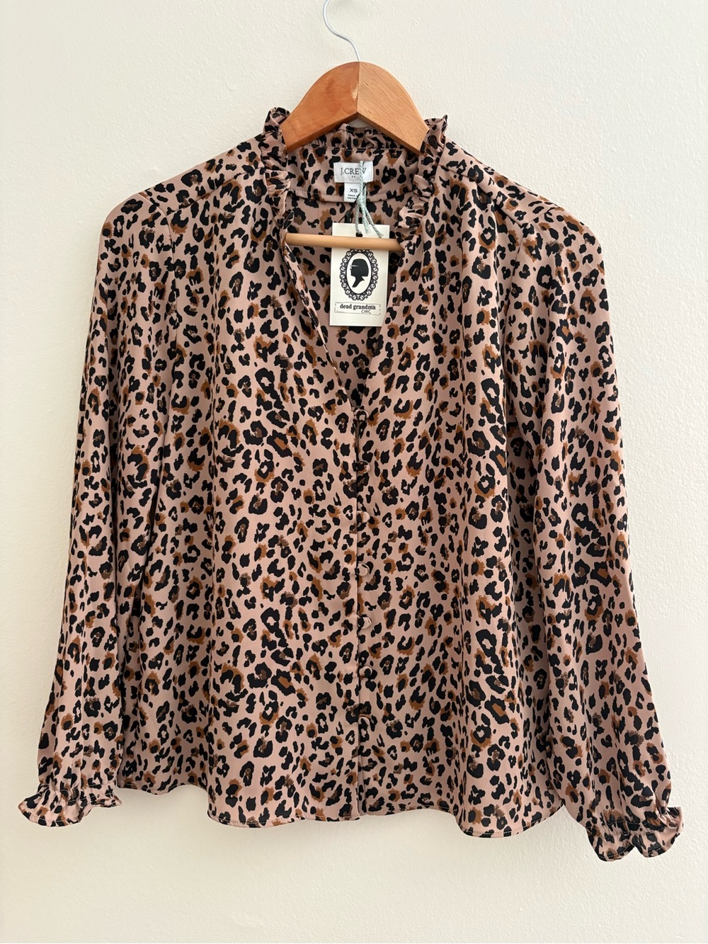 J. Crew Leopard-Print Ruffle Collar Blouse - Tan & Black